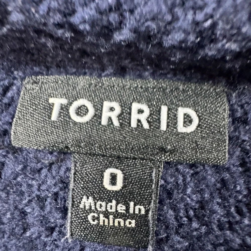 Torrid Cardigan Womens Size 0 Duster Open Front Blue‎ Knitted Texturized